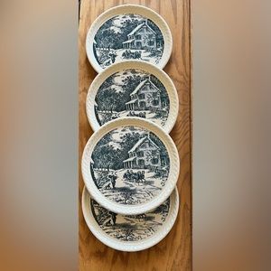 Buy Set of 4 FOUR Dessert Plates Currier and Ives